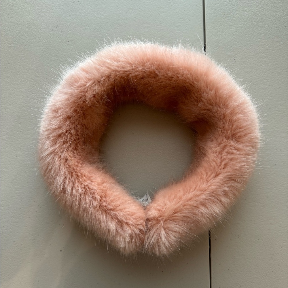 Anthropologie HELEN MOORE Faux Fur Collar Scarf Headband Pink